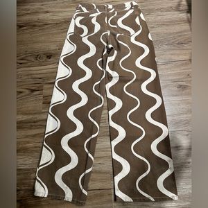 Adika jeans cream and brown wavy print